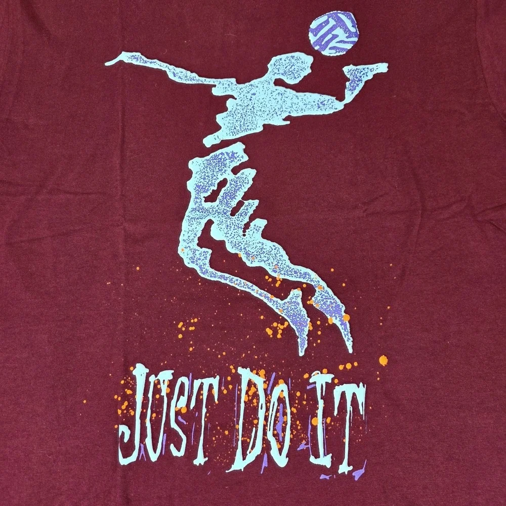 Vtg 90s Nike‎ Volleyball Just Do It Big Print Single Stitch T-Shirt Size Large